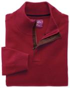 Charles Tyrwhitt Charles Tyrwhitt Red Cashmere Zip-neck Sweater Size Large