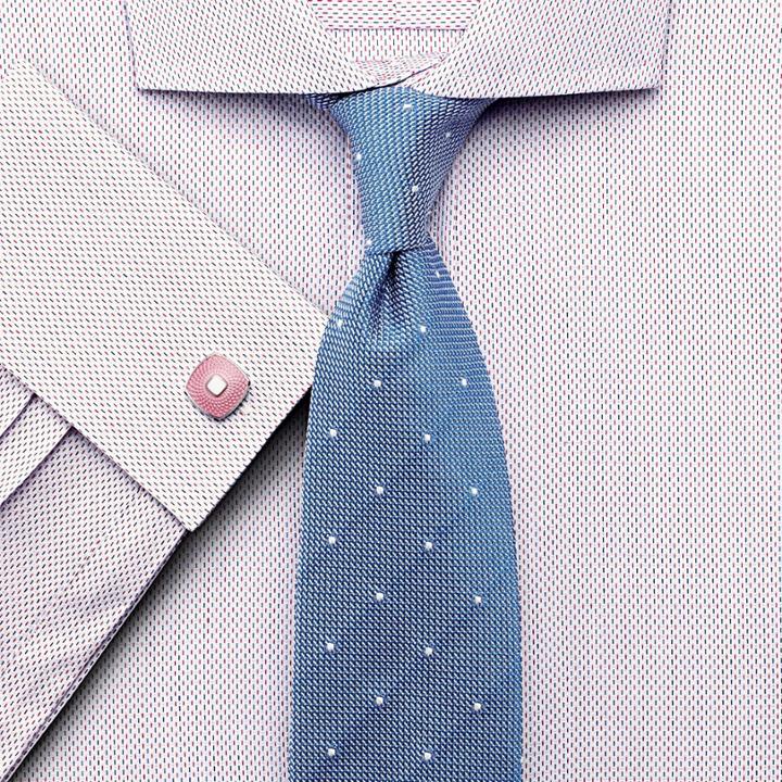 Charles Tyrwhitt Slim Fit Spread Collar Egyptian Cotton Two Color Texture Pink Dress Shirt French Cuff Size 17.5/36 By Charles Tyrwhitt