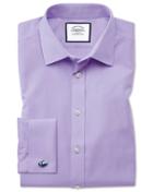 Charles Tyrwhitt Slim Fit Non-iron Poplin Lilac Cotton Dress Shirt Single Cuff Size 14.5/32 By Charles Tyrwhitt