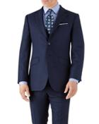  Royal Blue Slim Fit Flannel Business Suit Wool Jacket Size 38 By Charles Tyrwhitt