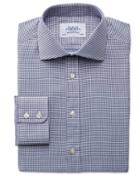 Charles Tyrwhitt Charles Tyrwhitt Slim Fit Semi-spread Collar Melange Puppytooth Indigo Cotton Dress Shirt Size 15/35