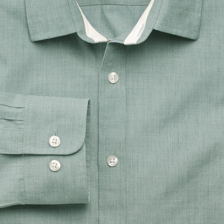 Charles Tyrwhitt Charles Tyrwhitt Slim Fit Moss Green End-on-end Cotton Dress Shirt Size Xxl