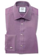  Slim Fit Non-iron Berry Arrow Weave Cotton Dress Shirt Single Cuff Size 14.5/32 By Charles Tyrwhitt