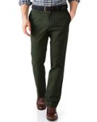 Charles Tyrwhitt Charles Tyrwhitt Dark Green Slim Fit Flat Front Cotton Chino Pants Size W30 L34