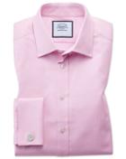 Charles Tyrwhitt Classic Fit Egyptian Cotton Trellis Weave Pink Dress Shirt French Cuff Size 15.5/33 By Charles Tyrwhitt