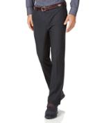  Charcoal Slim Fit Stretch Non-iron Cotton Tailored Pants Size W30 L34 By Charles Tyrwhitt