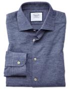  Slim Fit Business Casual Navy Circle Pattern Soft Cotton Dress Shirt Single Cuff Size 15/34 By Charles Tyrwhitt