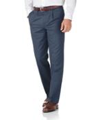  Airforce Blue Classic Fit Single Pleat Non-iron Cotton Chino Pants Size W32 L30 By Charles Tyrwhitt