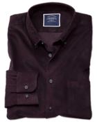  Classic Fit Plain Dark Purple Fine Corduroy Cotton Casual Shirt Single Cuff Size Large By Charles Tyrwhitt