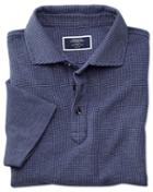  Blue And White Birdseye Cotton Polo Size Large By Charles Tyrwhitt
