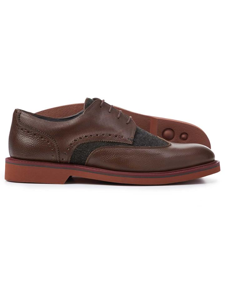  Chocolate And Grey Extra Lightweight Derby Wing Tip Shoes Size 11 By Charles Tyrwhitt