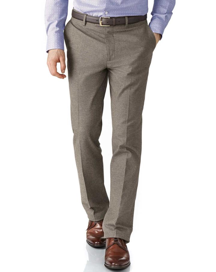 Charles Tyrwhitt Charles Tyrwhitt Beige Slim Fit Cotton Flannel Trouser Size W32 L30