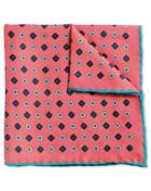  Coral Medallion Print Silk Pocket Square By Charles Tyrwhitt