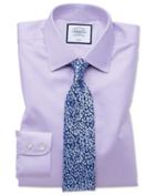  Classic Fit Non-iron Twill Lilac Cotton Dress Shirt French Cuff Size 15/33 By Charles Tyrwhitt
