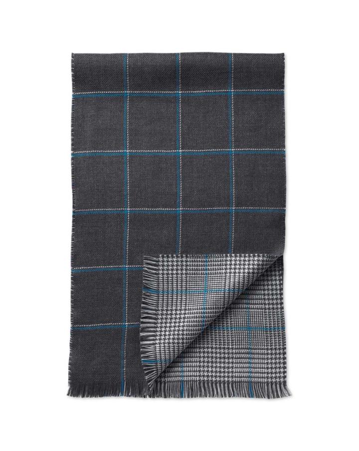 Charles Tyrwhitt Blue Prince Of Wales Double Faced Merino Scarf By Charles Tyrwhitt