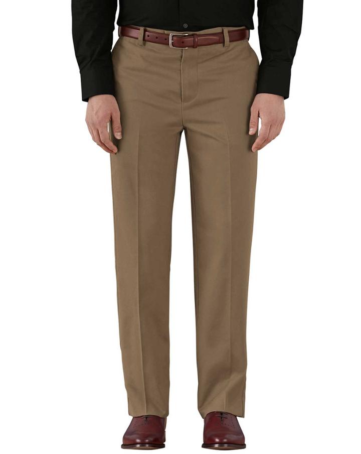 Charles Tyrwhitt Charles Tyrwhitt Tan Classic Fit Flat Front Non-iron Cotton Chino Pants Size W32 L30