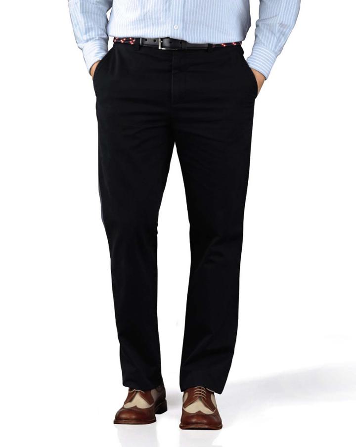  Navy Slim Fit Flat Front Washed Cotton Chino Pants Size W30 L30 By Charles Tyrwhitt