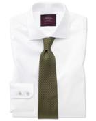 Extra Slim Fit White Luxury Twill Egyptian Cotton Dress Shirt Single Cuff Size 14.5/33 By Charles Tyrwhitt