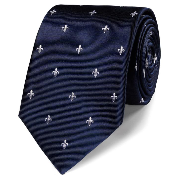 Charles Tyrwhitt Charles Tyrwhitt Classic Navy And White Fleur De Lys Tie