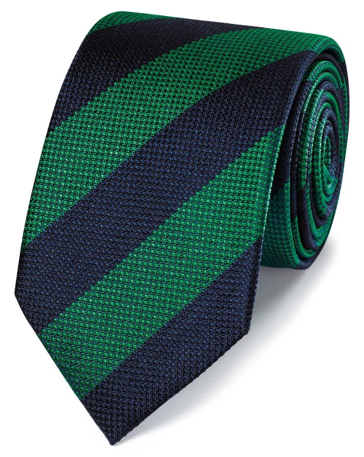  Green And Blue Club Stripe Silk Classic Tie By Charles Tyrwhitt