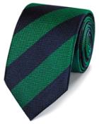  Green And Blue Club Stripe Silk Classic Tie By Charles Tyrwhitt