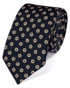 Charles Tyrwhitt Charles Tyrwhitt Navy And Pink Wool Printed Luxury Tie