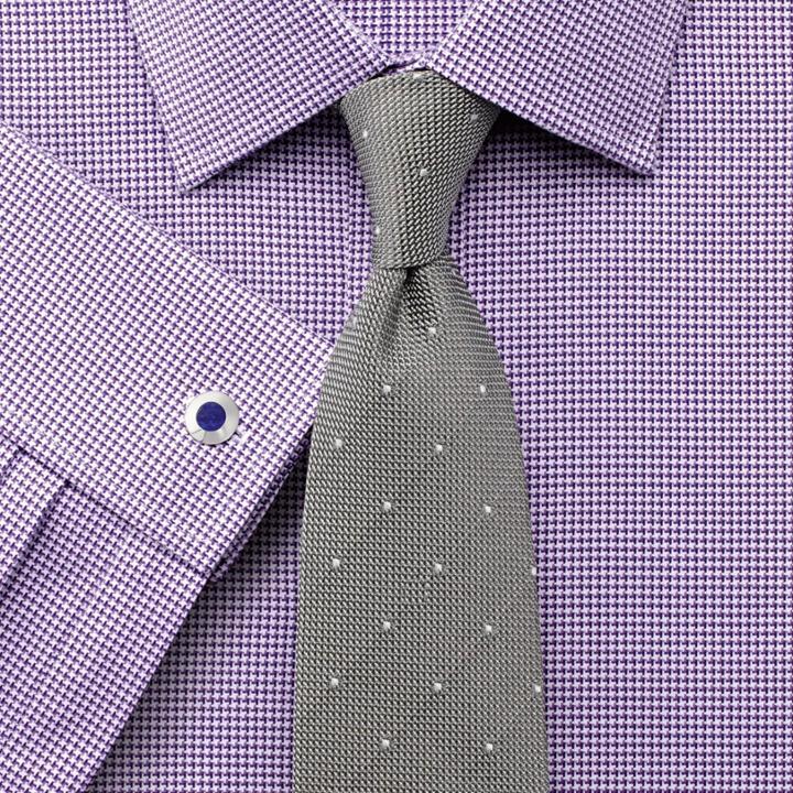 Charles Tyrwhitt Classic Fit Egyptian Cotton Puppytooth Purple Dress Shirt Single Cuff Size 15/35 By Charles Tyrwhitt