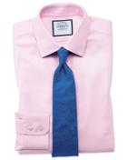 Charles Tyrwhitt Classic Fit Non-iron Step Weave Pink Cotton Dress Shirt French Cuff Size 15/33 By Charles Tyrwhitt
