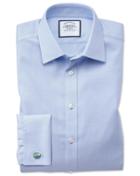 Charles Tyrwhitt Slim Fit Non-iron Step Weave Sky Blue Cotton Dress Shirt French Cuff Size 14.5/33 By Charles Tyrwhitt