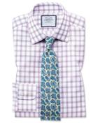 Charles Tyrwhitt Extra Slim Fit Windowpane Check Purple Cotton Dress Shirt Single Cuff Size 14.5/33 By Charles Tyrwhitt
