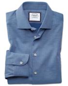  Slim Fit Semi-spread Collar Business Casual Non-iron Royal Blue Honeycomb Cotton Dress Shirt Single Cuff Size 15.5/35 By Charles Tyrwhitt