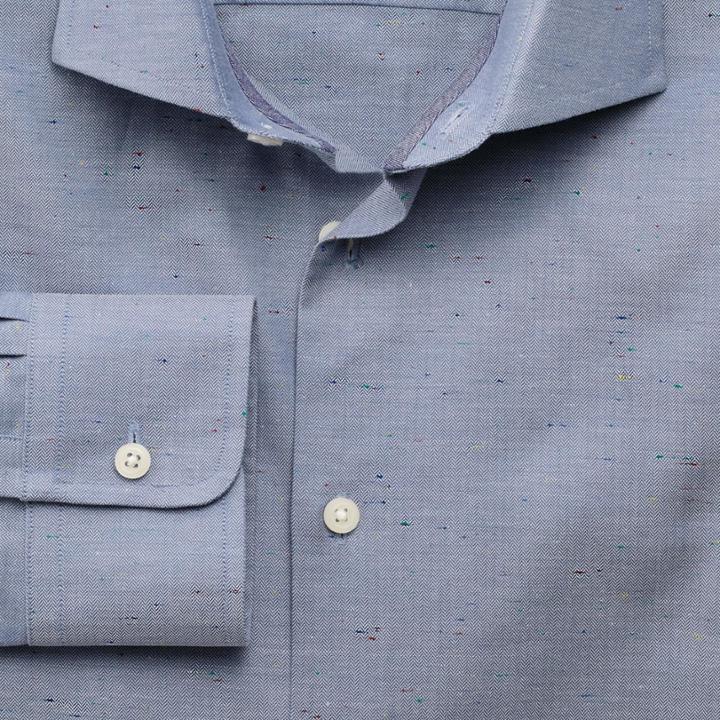 Charles Tyrwhitt Classic Fit Semi-spread Collar Business Casual Multi Herringbone Fleck Cotton Dress Casual Shirt Single Cuff Size 16/35 By Charles Tyrwhitt