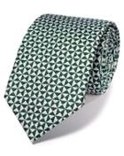 Charles Tyrwhitt Charles Tyrwhitt Green Silk Luxury English End-on-end Geometric Tie