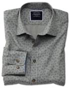  Slim Fit Grey Floral Print Cotton Casual Shirt Single Cuff Size Large By Charles Tyrwhitt