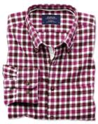 Charles Tyrwhitt Charles Tyrwhitt Classic Fit Berry Check Brushed Dobby Cotton Dress Shirt Size Large