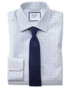  Extra Slim Fit Blue Multi Check Egyptian Cotton Dress Shirt French Cuff Size 15/33 By Charles Tyrwhitt