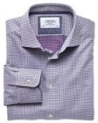 Charles Tyrwhitt Classic Fit Semi-spread Collar Business Casual Double-faced Navy And Pink Egyptian Cotton Dress Casual Shirt Single Cuff Size 17.5/34 By Charles Tyrwhitt