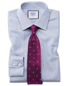 Charles Tyrwhitt Slim Fit Non-iron Stripe Navy Blue Cotton Dress Shirt Single Cuff Size 15/34 By Charles Tyrwhitt