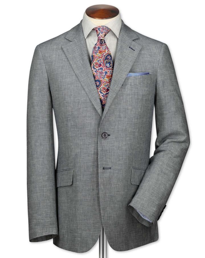Charles Tyrwhitt Classic Fit Navy And White Linen Linen Jacket Size 44 By Charles Tyrwhitt