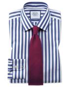Charles Tyrwhitt Extra Slim Fit Non-iron Jermyn Street Stripes Blue Cotton Dress Shirt Single Cuff Size 14.5/32 By Charles Tyrwhitt