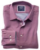 Charles Tyrwhitt Classic Fit Non-iron Chambray Berry Spot Print Cotton Casual Shirt Single Cuff Size Large By Charles Tyrwhitt
