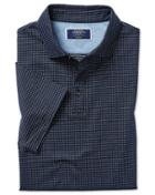  Blue Square Jacquard Short Sleeve Cotton Polo Size Medium By Charles Tyrwhitt