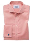 Charles Tyrwhitt Slim Fit Spread Collar Non-iron Puppytooth Coral Cotton Dress Casual Shirt Single Cuff Size 14.5/33 By Charles Tyrwhitt