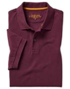  Burgundy Cotton Pique Polos Size Small By Charles Tyrwhitt