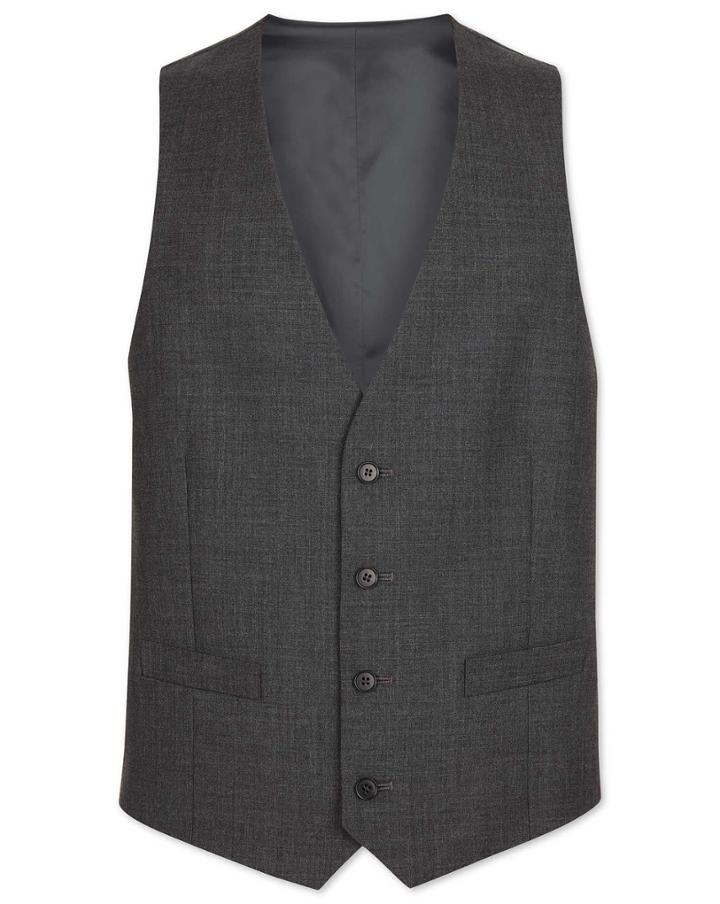  Grey Adjustable Fit Merino Business Suit Merino Wool Waistcoat Size W38 By Charles Tyrwhitt
