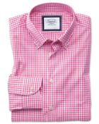 Charles Tyrwhitt Classic Fit Button-down Business Casual Non-iron Pink Cotton Dress Shirt Single Cuff Size 15/34 By Charles Tyrwhitt