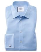Charles Tyrwhitt Classic Fit Non-iron Puppytooth Sky Blue Cotton Dress Shirt French Cuff Size 15/33 By Charles Tyrwhitt
