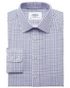 Charles Tyrwhitt Charles Tyrwhitt Extra Slim Fit Twill Grid Check Navy Cotton Dress Shirt Size 14.5/32