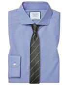  Super Slim Fit Non-iron 4-way Stretch Blue Cotton Dress Shirt Single Cuff Size 14.5/33 By Charles Tyrwhitt