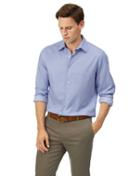  Slim Fit Sky Blue Grid Texture Soft Wash Textured Cotton Casual Shirt Single Cuff Size Medium By Charles Tyrwhitt